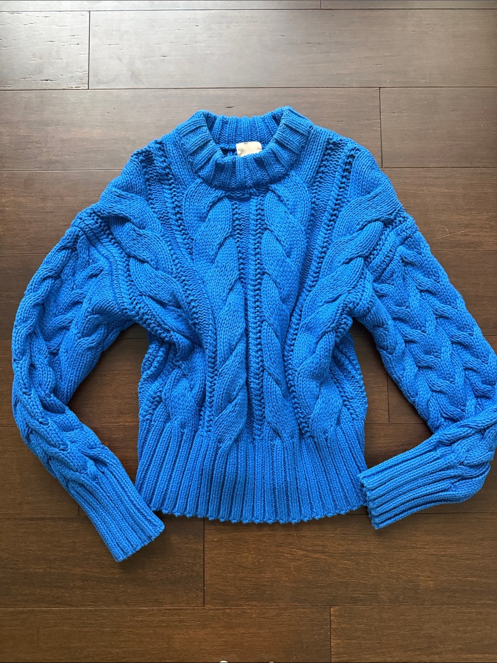 H&M Bright Blue Cable Knit Turtleneck Sweater